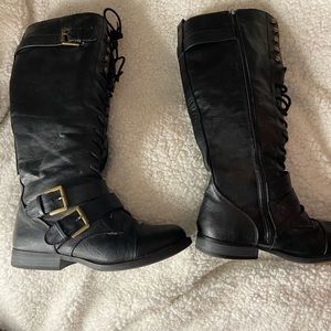 Black leather boots